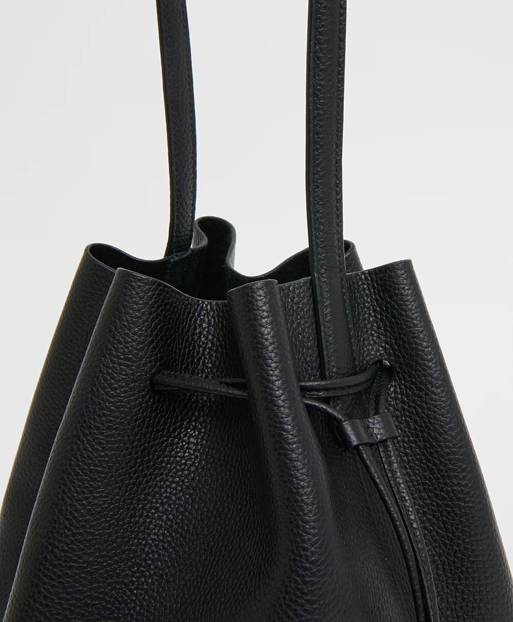 Drawstring Cabas - Black - Image 5