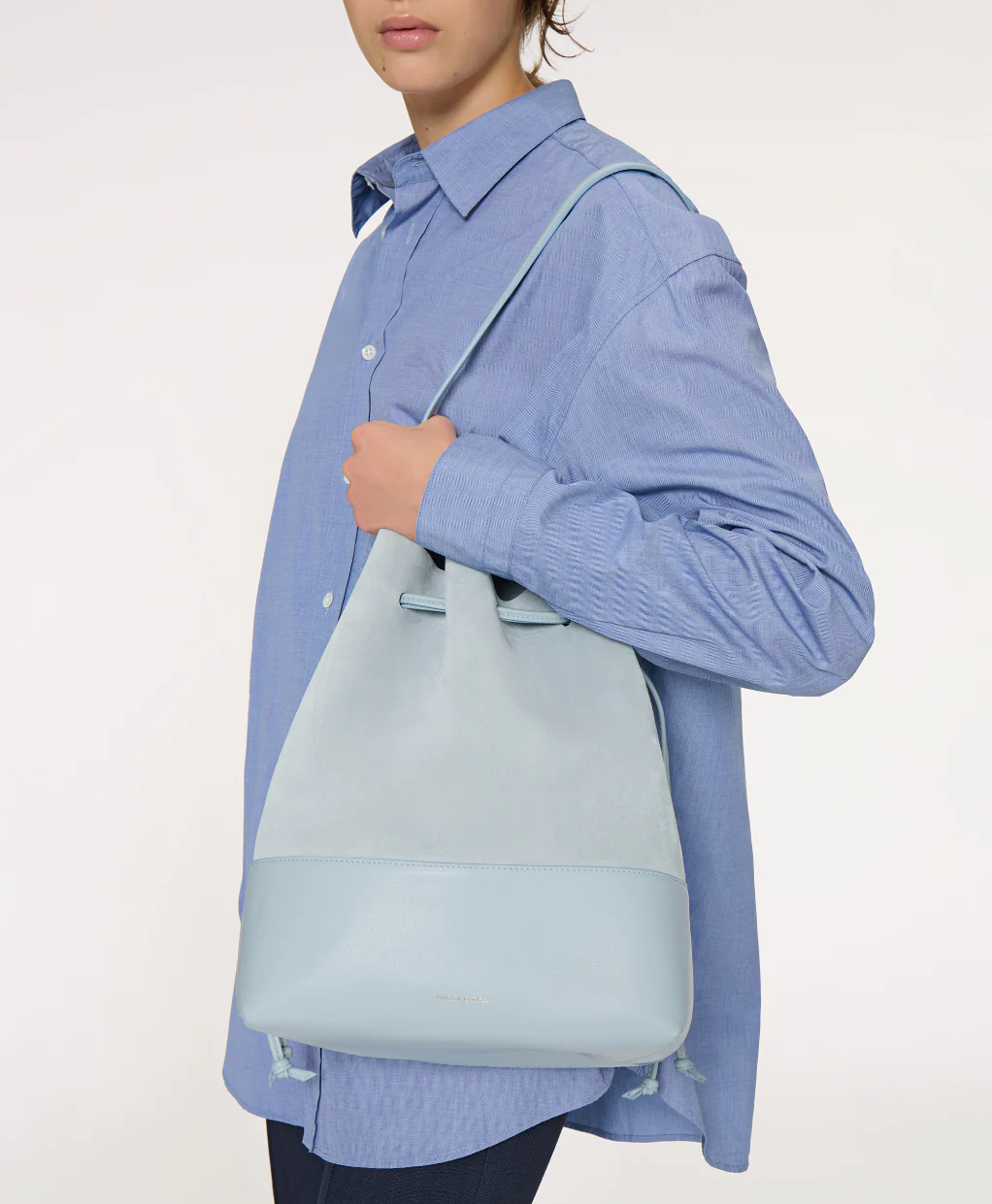 Drawstring Cabas - Baby Blue Suede/Baby Blue - Image 2