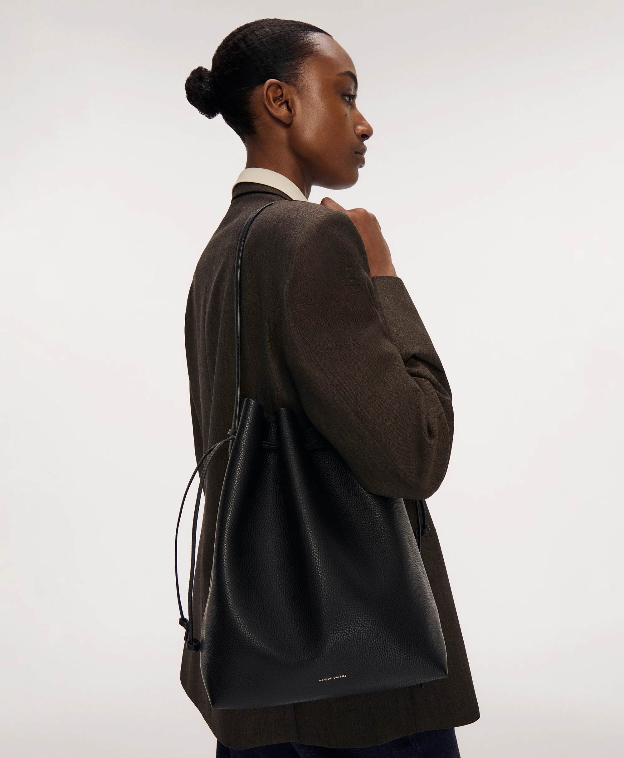Drawstring Cabas - Black - Image 2
