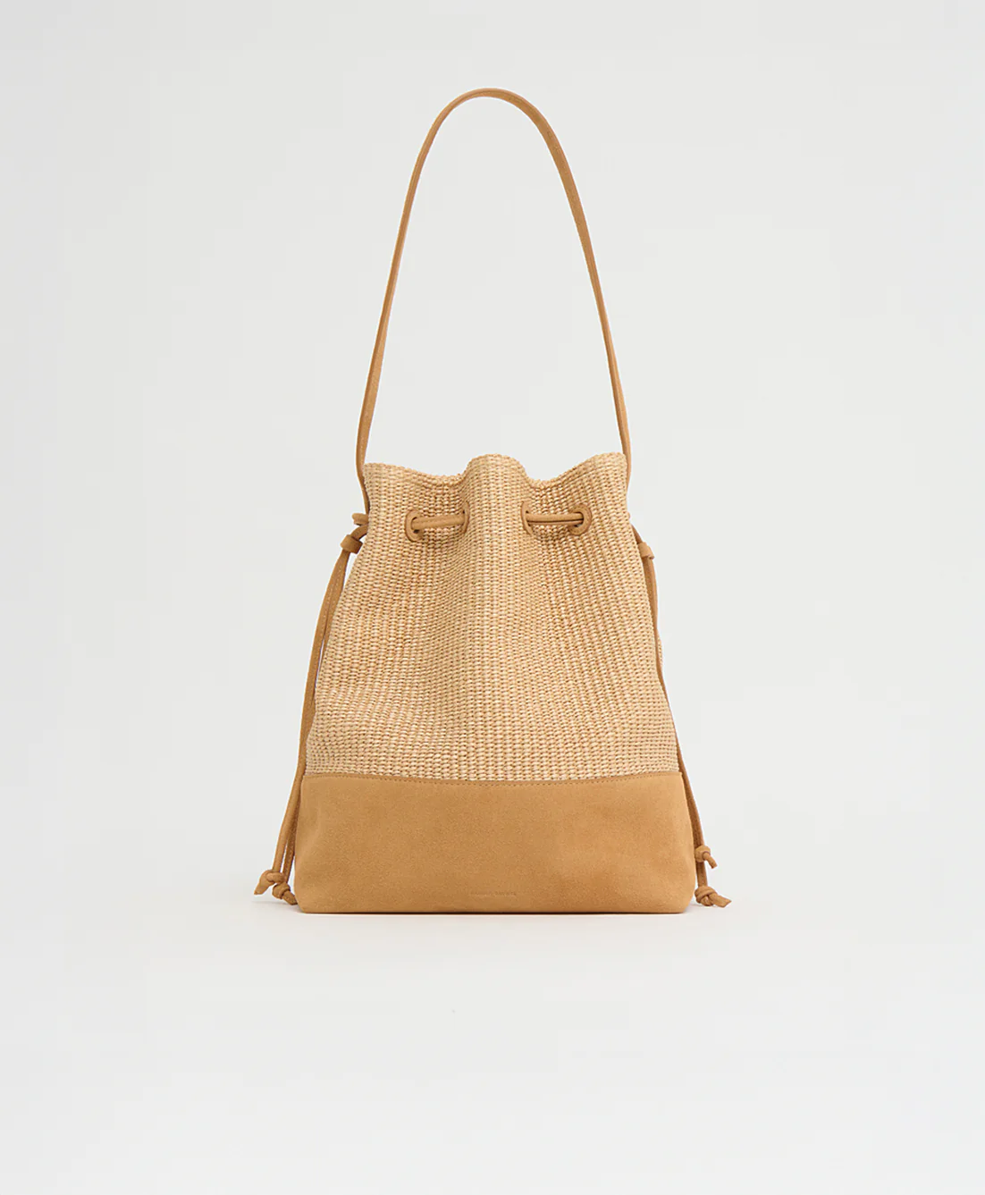 Drawstring Cabas - Natural Raffia/Budino Suede