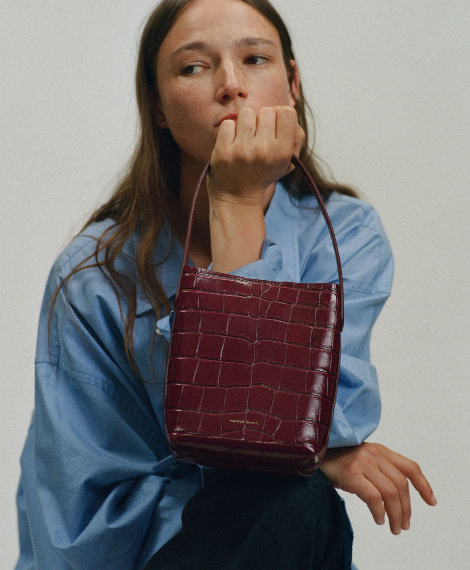 Mini Everyday Cabas - Oxblood Croc - Image 6