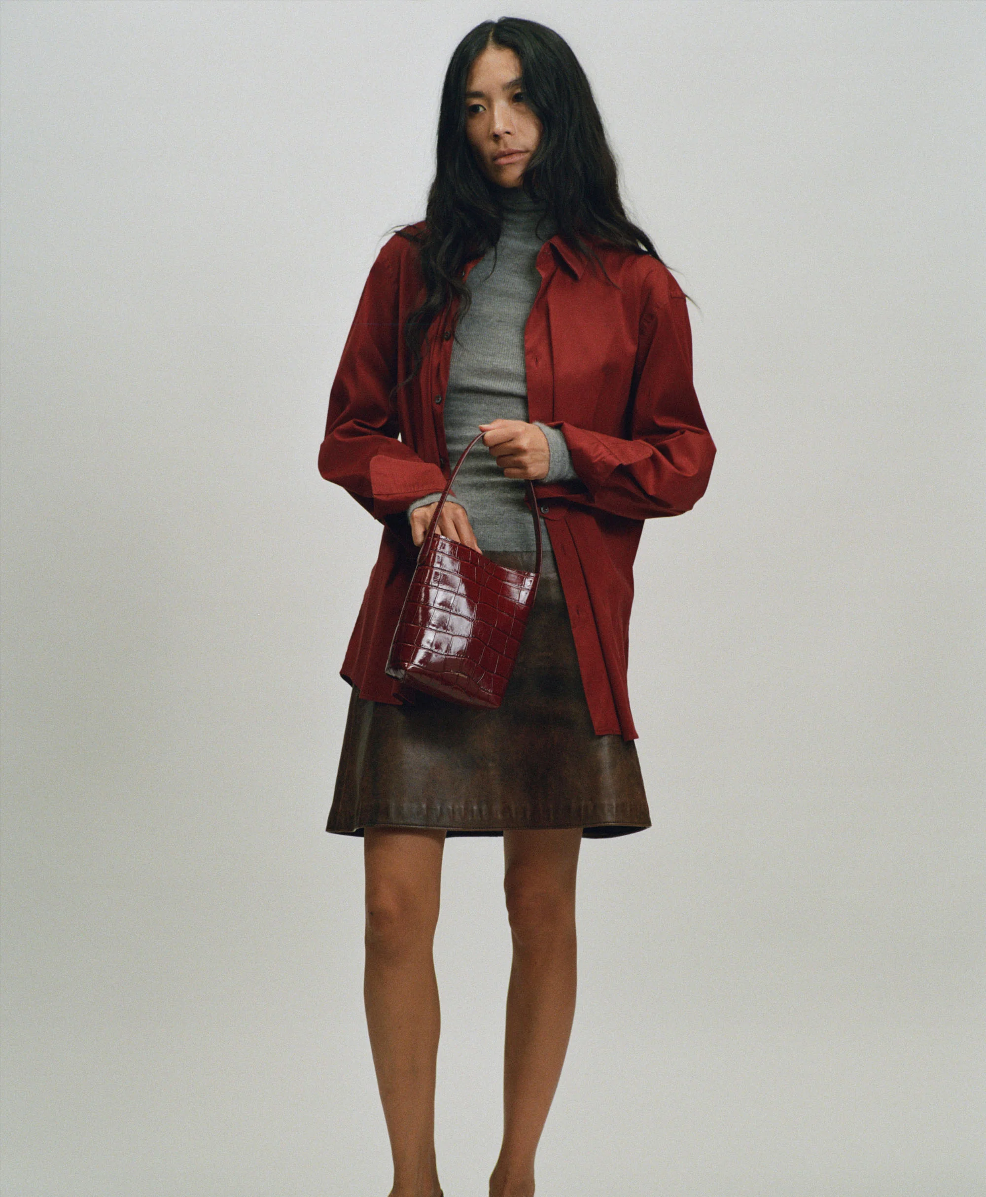 Mini Everyday Cabas - Oxblood Croc - Image 7