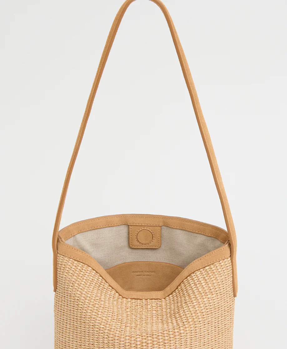 Small Everyday Cabas - Natural Raffia/Budino Suede - Image 3