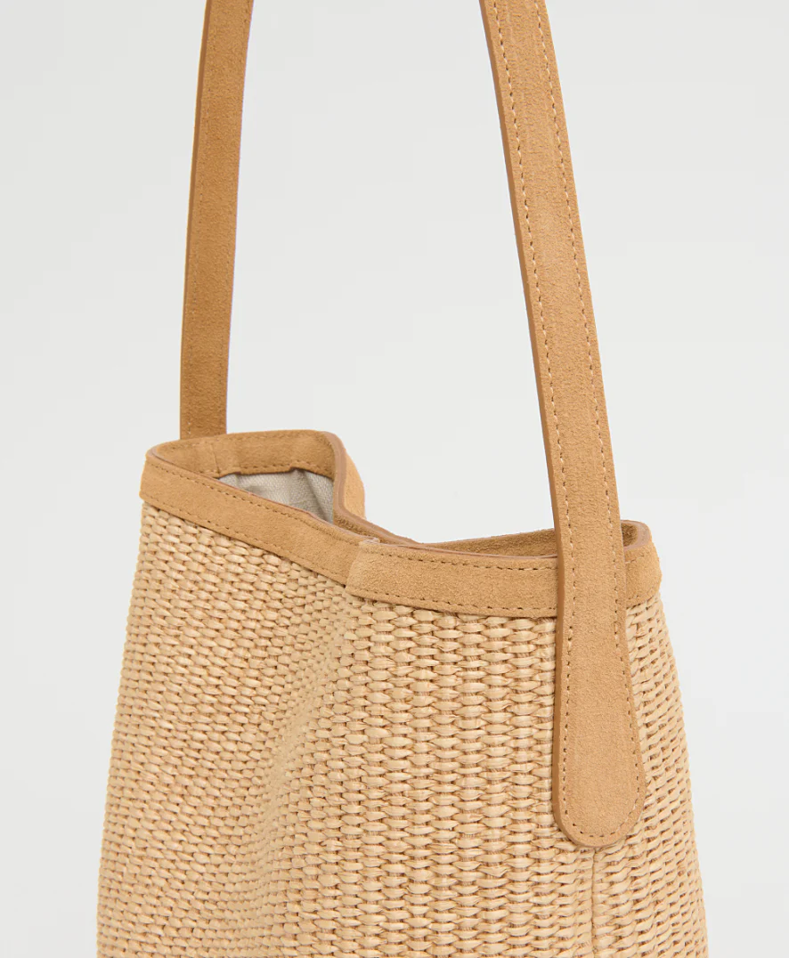 Small Everyday Cabas - Natural Raffia/Budino Suede - Image 4